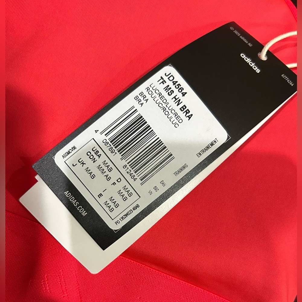 Adidas Orange Medium Support Athletic Bra A/B NWT - Picture 5 of 5